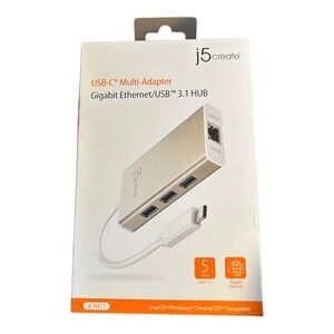 j5create JCH471 USB-C™ Gigabit Ethernet & Hub Multi Adapter, New